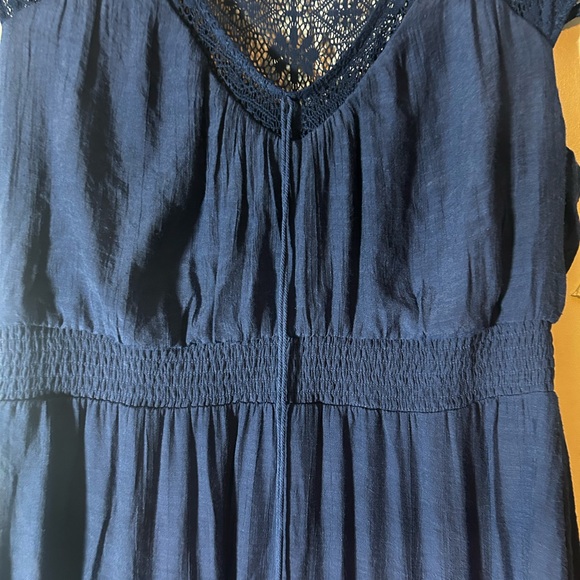 Luxology XL Navy Peasant Mom Core Tiered Maxi Dress - Picture 4 of 8